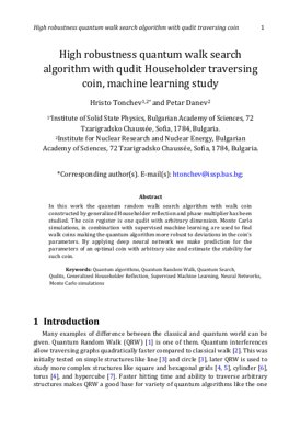 Murfin Takardar PDF - Binciken Quantum Walk Mai Ƙarfi tare da Kwalin Gidan Householder: Nazarin Koyon Injin